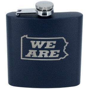 navy flask with We Are inside PA state outline